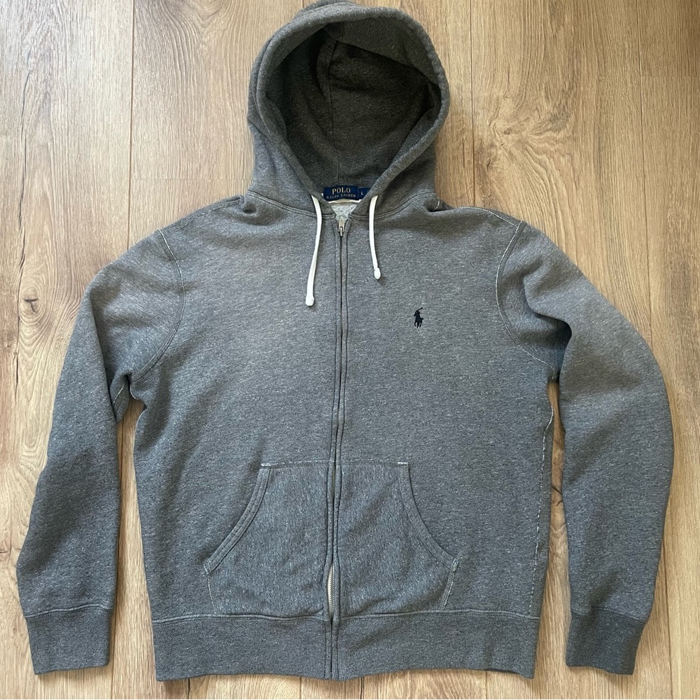 Polo Ralph Lauren Full-Zip Hoodie Sweatshirt Large Grey